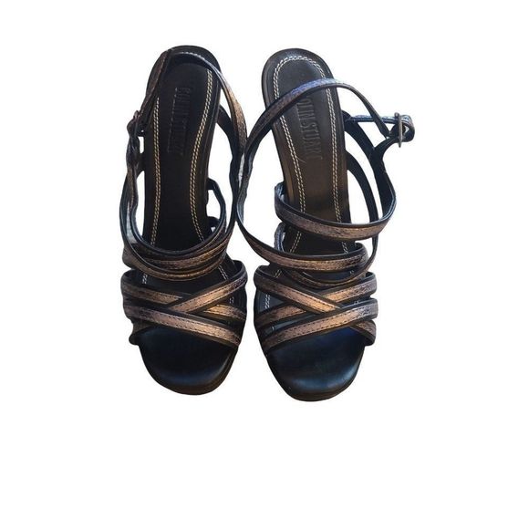 Colin Stuart High Heel Sandals Black with Silver Size 9 - Picture 2 of 6